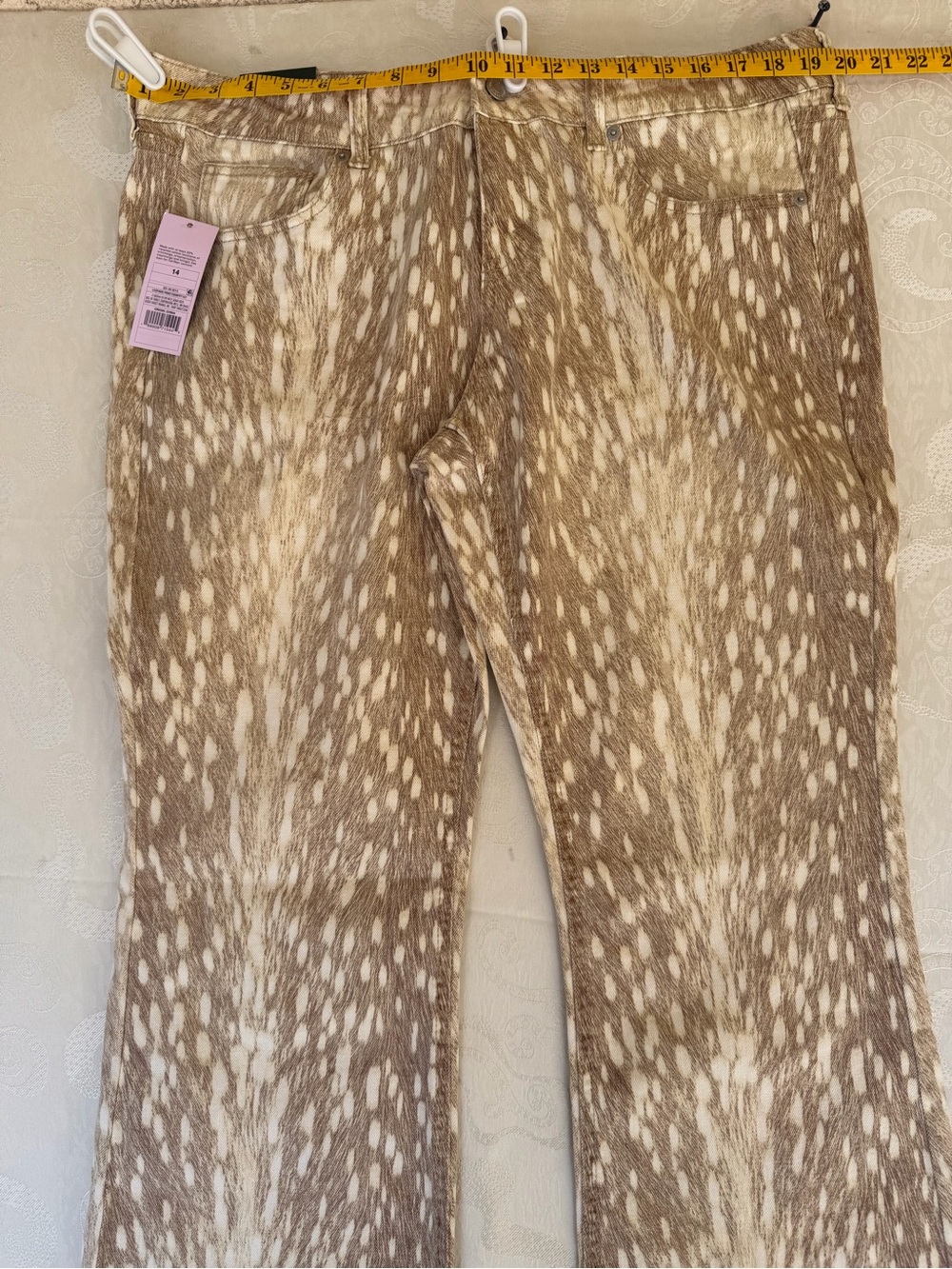 wild fable Deer Print Brown & Cream Spotted Flare Jeans - Picture 7 of 10